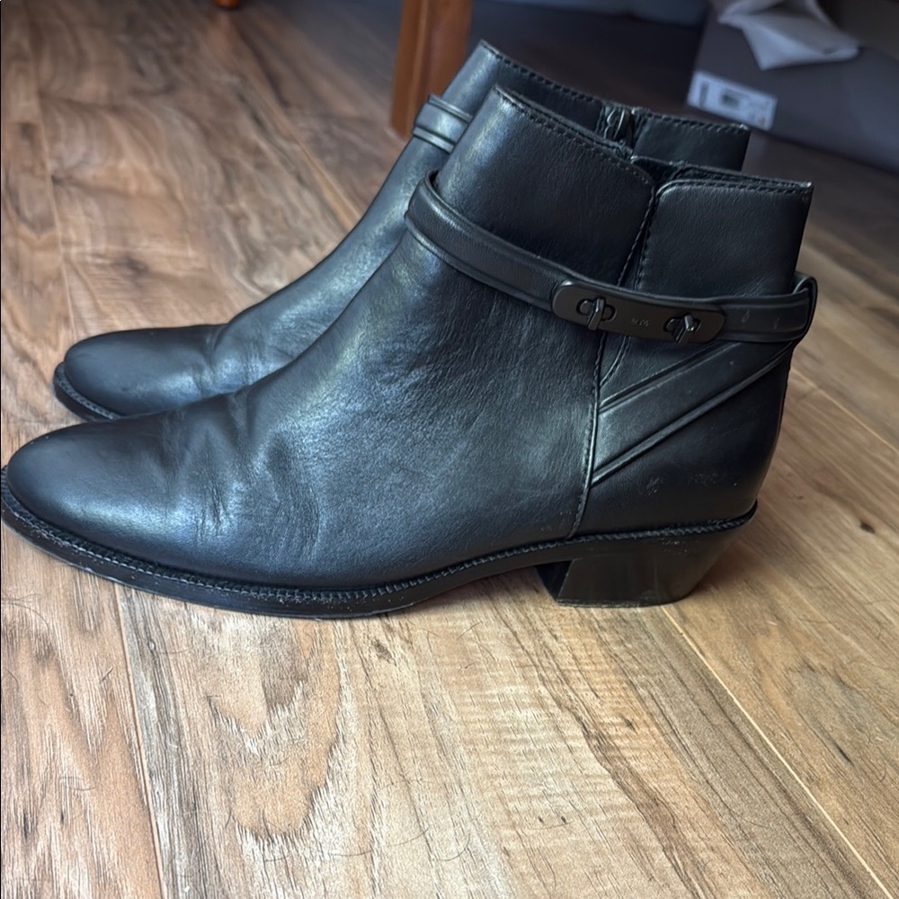 COACH Black Leather Ankle Boots